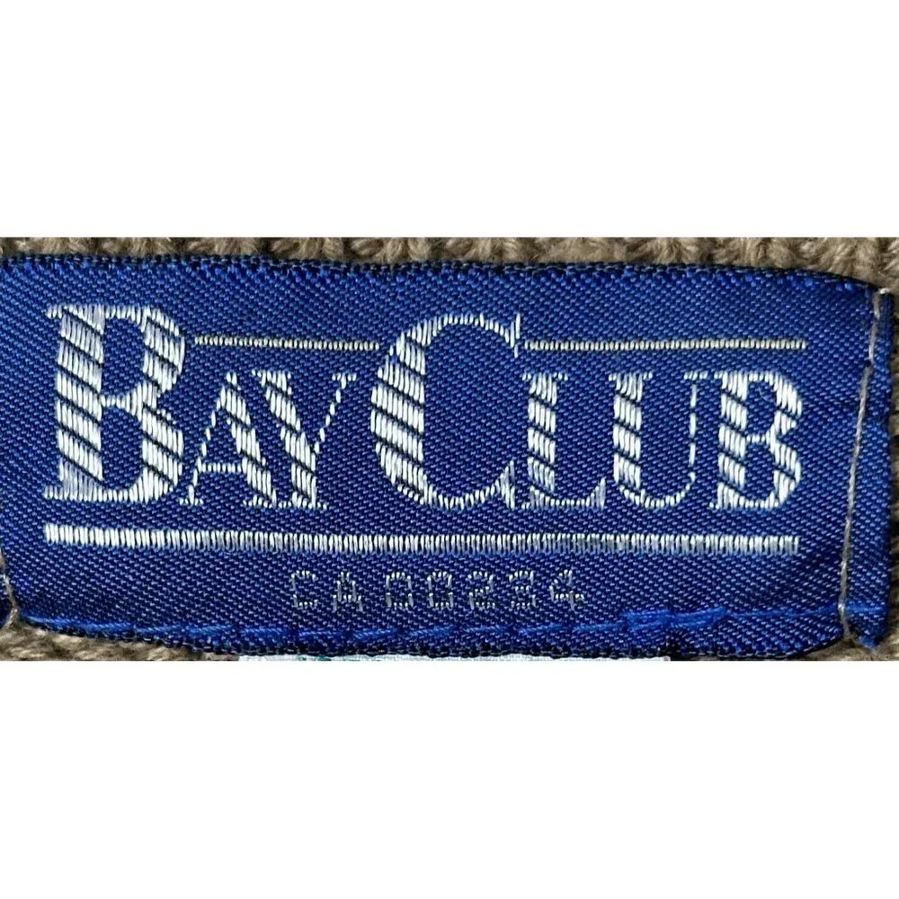 Vintage Bay Club Cardigan Sweater 80s Grandpa Knit Baggy Brown Mens Size Large - Picture 9 of 12